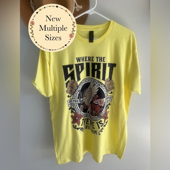 Tops - Where the Spirit of the Lord is there is Freedom : Cotton T-shirt - Size Medium